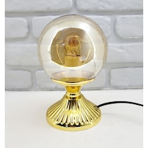 Modern Dekoratif Lake Gold Metal Ayaklı Glob Bal Camlı Abajur Gold