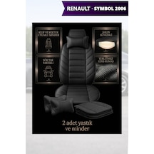 Renault Symbol 2006 Uyumlu Siyah Renk Premium Lüks 2 Adet Minder Ve Yastık