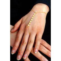 Gümüş Altın Yaldızlı Zirkon Taşlı Yıldız Modeli Pullu Şahmeran Barcode Beyaz - Rose Gold