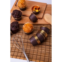 Kahverengi Parlak Karton 25'li Kek Kalıbı Kenarı Gold Kaplama Fırında Dağılmayan 6.5x4 Cm Muffin Kağ Diğer
