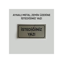 Aynalı Aluminyum Kapı İsimliği İstediğiniz Yazıyı Yazdırabilirsiniz Arkası Yapışkanlı 10x20 Cm