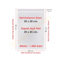 20x20+5 Cm. 20x25 1.000 Adet Şeffaf Bantlı Yapışkanlı Opp Poşet