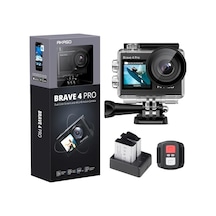 Akaso Brave 4 Aksiyon Kamerası 4k Su Geçirmez Su Altı Kamerası 40 M - Ultra Hd 20mp 170 Geniş Açılı Wifi Spor Kamerası Çift Ekran, Dokunmatik Ekran, 5x Yakınlaştırma Ve Montaj Setleri