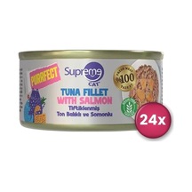 Supreme Cat Purrfect Tiftiklenmiş Ton Balıklı Ve Somonlu Yetişkin Kedi Konservesi 70 Gr X 24 Adet