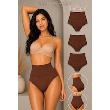 Fit Women Kadın Yüksek Bel Esnek 3 Lü Külot Kahve