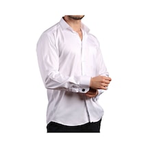 Dicotto Beyaz Rahat Kesim Micro Kumaş Kol Düğmeli Regular Fit Erkek Gömlek - 190-1 001