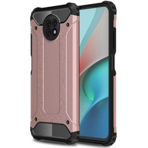 Noktaks - Xiaomi Uyumlu Xiaomi Redmi Note 9t - Kılıf Çift Katman Zırh Tank Crash Military Kapak - Rose Gold