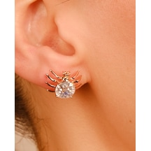 Lekka Design Kadın Takı Kararmaz Çelik Lüks Mavi Taşlı Örümcek Küpe