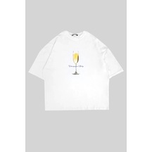 Tarzsokak Champagne Baby Baskılı Beyaz Oversize Unisex