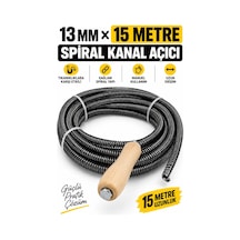13 Mm X 15 Metre Spiral Kanal Açıcı Ahşap Saplı Manuel Gider Açma Teli, Uzun Erişimli Tesisat Spir