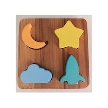 Montessori Uzay Macerası Ahşap Şekil Eşleştirme Oyuncağı