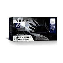 Ekstra Kalın Siyah Nitril Pudrasız Muayene Eldiveni Large 50'li Siyah