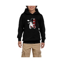 Zepplin Giyim Yamaha Xmax Face Siyah Çocuk Kapşonlu Sweatshirt