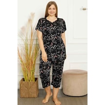 Alimer Kadın Siyah Büyük Beden Bermuda Pijama Takm Edy2707b-s Siyah