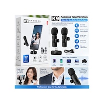 K9 Kablosuz Yaka Mikrofonu Telefon Uyumlu Tak Çalıştır Vlog Canlı Yayın Röportaj İçerik Üretim Mikrofonu - 925226187