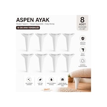 İMT AKSESUAR Aspen 18 Cm Beyaz 8'li Set Beyaz Koltuk Baza Dolap Tv Ünitesi Yatak Odası Konsol Ayağı