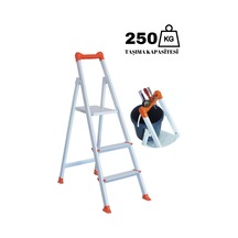 Ze Zigana Ev Gereçleri Hardy Plus 2+1 Ekstra Güçlü 250 Kg Taşıma Kapasiteli Metal Ev-ofis-bahçe-inşaat Tipi Merdiven