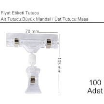 Etiket Tutucu / Maşalı / Büyük Mandal / Şeffaf / 70x105 Mm / 1 Koli:100 Adet