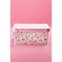 Style Box Flowers Çiçek Desenli Dekoratif Oyuncak Ve Saklama Şeffaf Kutusu - 5 Litre Çok Renkli