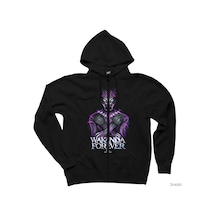 Black Panther Wakanda Forever Power Siyah Fermuarlı Kapşonlu Sweatshirt