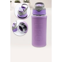 Deri Kılıflı Pipetli Cam Matara - 500 Ml-h2o87152 Lila - Lila