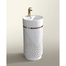 Elysia Beyaz Altın Monoblok Lavabo Renkli