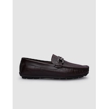 Cabani %100 Hakiki Deri Kahverengi Tokalı Desenli Erkek Loafer-kahverengi Kahverengi