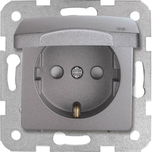 Viko Linnera Life Granit Grisi Kapaklı Topraklı Priz Çocuk Korumalı Çerçevesiz - 90442012