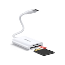 Ugreen 2-in-1 Usb-c Sd Ve Microsd Kart Okuyucu, Usb 3.0, 2 Tb Kart Desteği, 15 Cm Kablo Beyaz, 35506