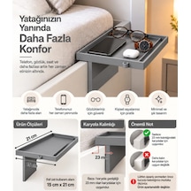 Yatak Yanı Pratik Raf Gri