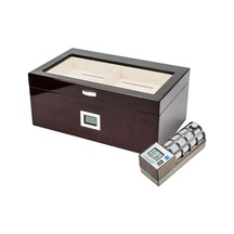 Cedar Alman Puro Kutusu Humidor Parlak Kiraz 80's Cigarspa Elektronik Nemlendirme
