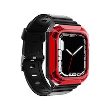 Watch 44mm Uyumlu Krd-88 Sert Pc Kasa Koruyuculu Uyumlu Zore Kordon-kırmızı