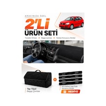 Volkswagen Polo Dürbün 2001-2009 Uyumlu Torpido Örtüsü + Tay Tüyü Bagaj Çantası Seti - Siyah