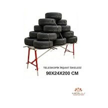 Alüminyum Gövdeli Çelik Ayaklı Teleskopik İnşaat İskelesi Kırmızı - 400 Kg Taşıma Kapasitesi 90x24x200cm