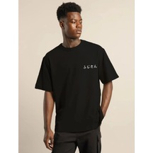 Moda Assema Erkek Bisiklet Yaka Baskılı Kısa Kol Oversize T-shirt - Siyah Çok Renkli