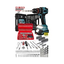 Premium Takım 130 Parça 21v Akülü Şarjlı Matkap Seti Brushless Motorlu Combo El Aletleri Takımı