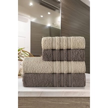 Riona Pamuklu 50x90-70x140 Cm 4'lü Banyo Havlu Seti Kahve