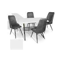 Japon - Çırağan Masa Takımı - 80x120 Werzalit, Wermodin Ve Allzalit Tabla - Beyaz - Füme Çok Renkli