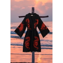 Varol Organik %100 Pamuk Kimono Yaka Sabalık Bornoz - Viserion Kırmızı