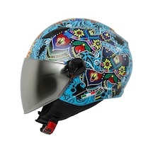 Sway 765 Spring Blue Yarım Kask Mat Mavi - Kırmızı