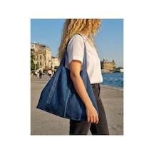 Tuttobene Maxy Denim Oversize Çanta, Geniş Hacimli Günlük Alışveriş, Seyahat Ve Omuz Çantası Tb044