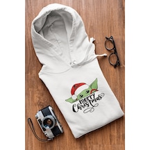 Baby Yoda Merry Christmas Yeni Yıl Kapşonlu Sweatshirt 001