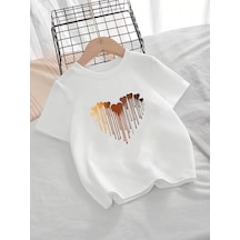 Uyguntarz Çocuk Eriyen Kalpler Baskılı Tasarım Tshirt Beyaz