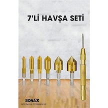 Mey İthalat 7'li Hss Titanyum Kaplı Kılavuz Havşa Matkap Ucu Seti + Otomatik Zımba