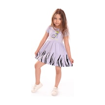 Toontoy Kids Toontoy Kız Bebek Baskılı Elbise Mavi