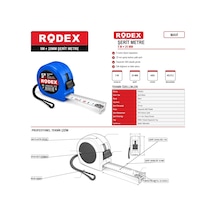 Rodex 5 Metre 25 Mm Mavi Şerit Metre 5 M