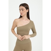 Forever More Tek Omuz Crop Top Vizon-m Altın - Beyaz