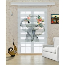Perdeoutlet38 Baskılı Renkli Sevimli Fil Dijital Baskılı Zebra Perde-cocuk Odası-stor Perde Model:pz-419 Çok Renkli