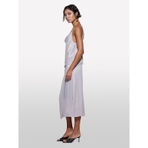 Sisley %100 Viskoz Saten Midi Etek Kadın Gri Etek - 325p42bzl002r