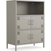 Pera Metal Çok Gözlü Dolap, 4 Kapaklı, Açık Raflı 80,50 X 40 X 109,50 Cm Ral 7039 Acıbadem Antrasit